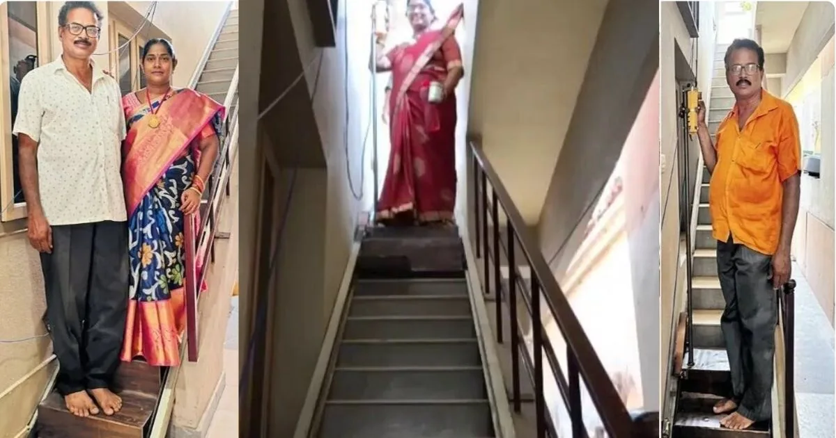 Andhra-man-homemade-escalator-wife-knee-pain-viral Andhra-man-homemade-escalator-wife-knee-pain-viral